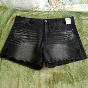 PLUS SIZE High Rise Distressed Black Denim Shorts, BRAND NEW w/TAGS, Super Cute!